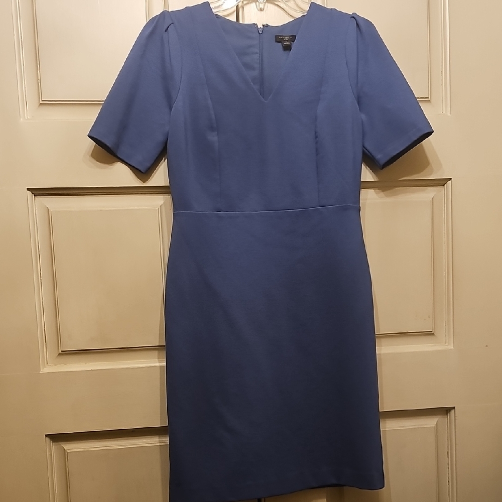 Ann Taylor Blue V-Neck Mini Dress